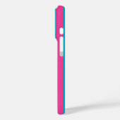 Roze en turquoise monogram strepen Case-Mate iPhone case (Achterkant / Links)