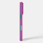 Roze en turquoise monogram strepen Case-Mate iPhone case (Achterkant / Rechts)
