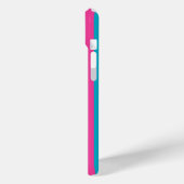 Roze en turquoise monogrammet strepen Case-Mate iPhone case (Achterkant / Links)