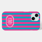 Roze en turquoise monogramstrepen Case-Mate iPhone case (Achterkant (horizontaal))