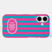 Roze en turquoise monogramstrepen Case-Mate iPhone case (Achterkant (horizontaal))