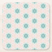 Roze en turquoise mozaïeken kartonnen onderzetters (Voorkant)