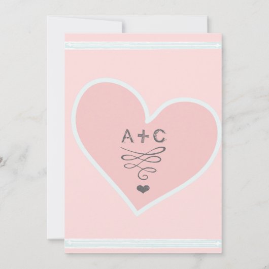 Roze en Turquoise Mr en Mrs Typography Weddings Kaart (Achterkant)