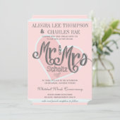 Roze en Turquoise Mr en Mrs Typography Weddings Kaart (Staand voorkant)