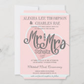 Roze en Turquoise Mr en Mrs Typography Weddings Kaart (Voorkant)