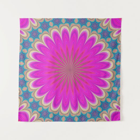 Roze en Turquoise Mystical Mandala Wall Tapestry Wandkleed (Voorkant)