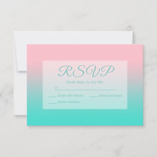 Roze en Turquoise Ombre Calligraphy RSVP (Voorkant)