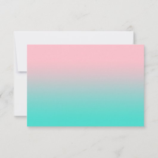 Roze en Turquoise Ombre Calligraphy RSVP (Achterkant)