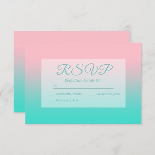 Roze en Turquoise Ombre Calligraphy RSVP (Voorkant / Achterkant)