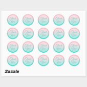 Roze en Turquoise Ombre Light Blauwgroen Hartelijk Ronde Sticker (Vel)