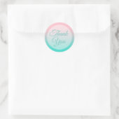 Roze en Turquoise Ombre Light Blauwgroen Hartelijk Ronde Sticker (Tas)