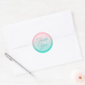 Roze en Turquoise Ombre Light Blauwgroen Hartelijk Ronde Sticker (Envelop)
