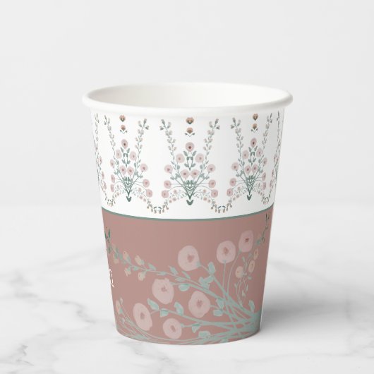 Roze en turquoise papieren bekers (Achterkant)