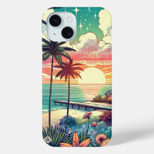 Roze en Turquoise Paradijs   Strandkunst iPhone 15 Case