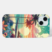 Roze en Turquoise Paradijs | Strandkunst Case-Mate iPhone Case (Achterkant (horizontaal))