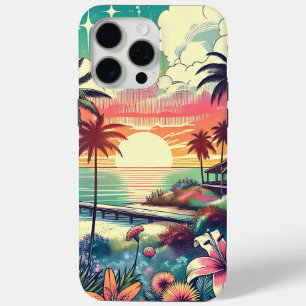 Roze en Turquoise Paradijs   Strandkunst iPhone 15 Pro Max Hoesje