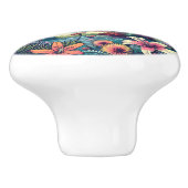 Roze en Turquoise Paradijs | Strandkunst Keramische Knop (Zijkant)