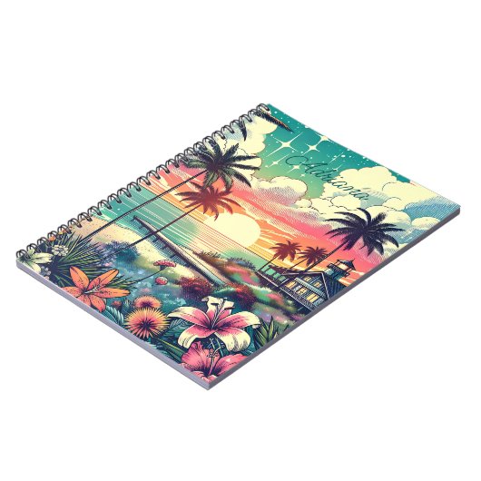 Roze en Turquoise Paradijs | Strandkunst Notitieboek (Linkerzijde)