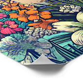 Roze en Turquoise Paradijs | Strandkunst Poster (Hoek)