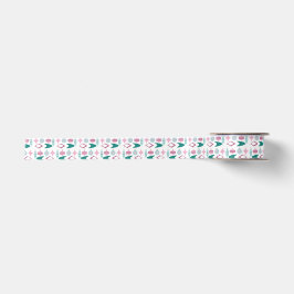 Roze en turquoise retro kerstornamenten  satijnen lint