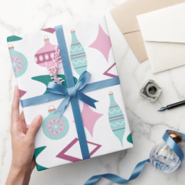 Roze en Turquoise Retro kerstversieringen Cadeaupapier