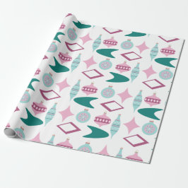 Roze en Turquoise Retro kerstversieringen Cadeaupapier