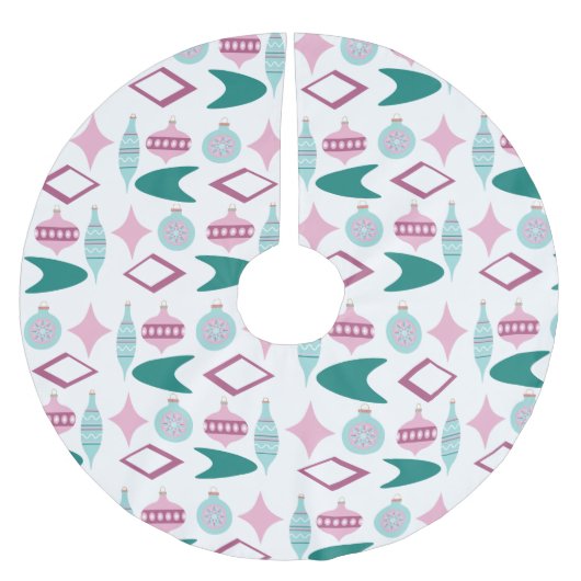 Roze en Turquoise Retro kerstversieringen Kerstboom Rok (Voorkant)