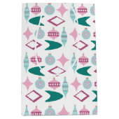 Roze en Turquoise Retro kerstversieringen Medium Cadeauzakje (Voorkant)