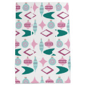 Roze en Turquoise Retro kerstversieringen Medium Cadeauzakje (Achterkant)