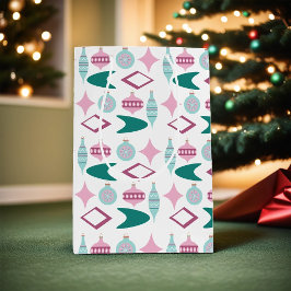 Roze en Turquoise Retro kerstversieringen Medium Cadeauzakje