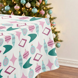 Roze en Turquoise Retro kerstversieringen Tafelkleed