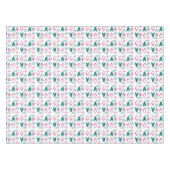 Roze en Turquoise Retro kerstversieringen Tafelkleed (Voorkant (Horizontaal))