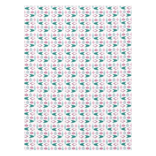 Roze en Turquoise Retro kerstversieringen Tafelkleed (Voorkant)