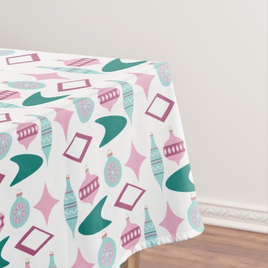 Roze en Turquoise Retro kerstversieringen Tafelkleed (Voorbeeld)