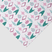 Roze en Turquoise Retro kerstversieringen Tissuepapier (Detail)