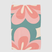 Roze en turquoise retro stijl bloemen golfhanddoek (Voorkant)