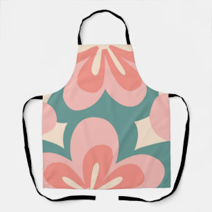 Roze en turquoise retro stijl bloemen schort