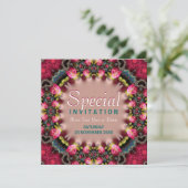Roze en Turquoise Rozen Speciale Feest Uitnodiging (Staand voorkant)