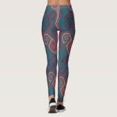 Roze en turquoise spiraal abstract leggings (Achterkant)