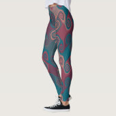 Roze en turquoise spiraal abstract leggings (Links)