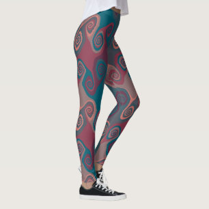 Roze en turquoise spiraal abstract leggings