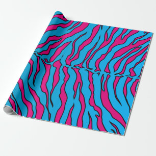 Roze en Turquoise Tiger Stripes Animal Print Cadeaupapier