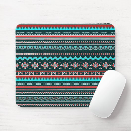 Roze en turquoise tribal muismat (Met muis)