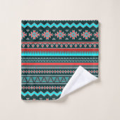 Roze en turquoise tribale bad handdoek (Wasdoekje)