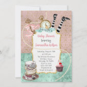 roze en Turquoise Wonderland Baby shower Kaart (Voorkant)