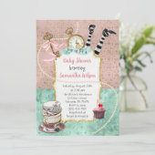 roze en Turquoise Wonderland Baby shower Kaart (Staand voorkant)