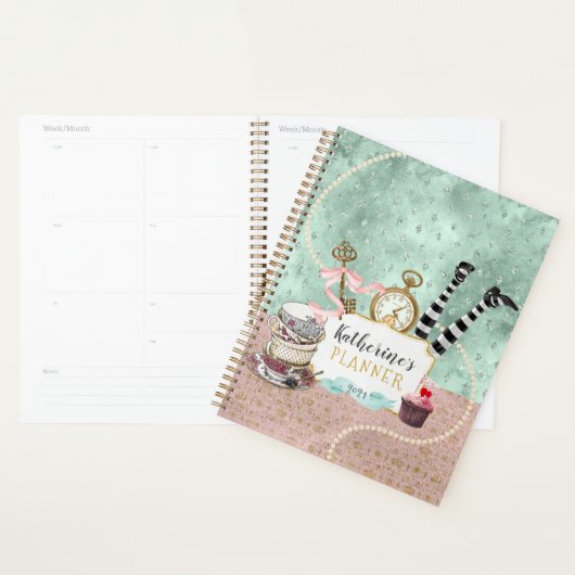  Roze en Turquoise Wonderland Spiral Foto Planner (Display)