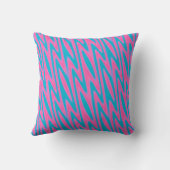 Roze en Turquoise Zig-Zag Patroon Kussen (Achterkant)