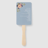 Roze en usty Blue Wedding Programme Handje Fan Handwaaier (Achterkant)