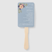 Roze en usty Blue Wedding Programme Handje Fan Handwaaier (Voorkant)